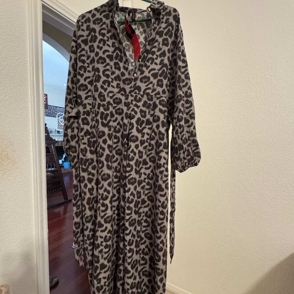 Leopard Print Long Sleeve Jumpsuit